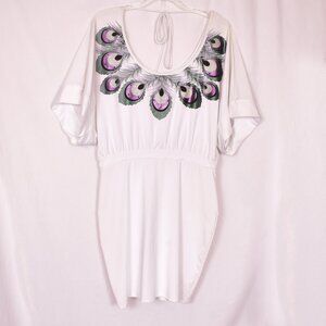 Susie Rose White Peacock Dress Size XL